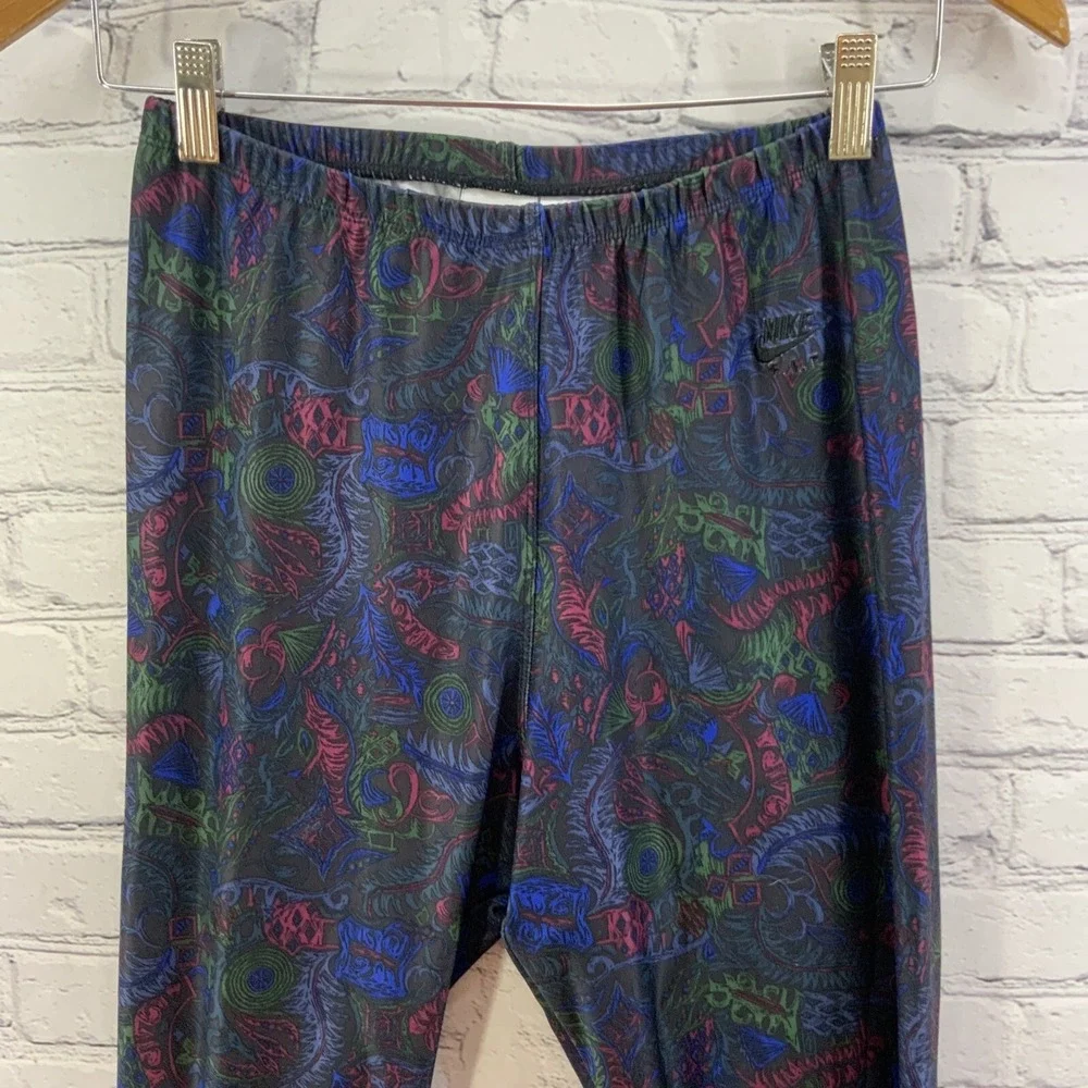 Nike Leggings‎ Womens Sz 14 Blue Green Pink Abstract Print